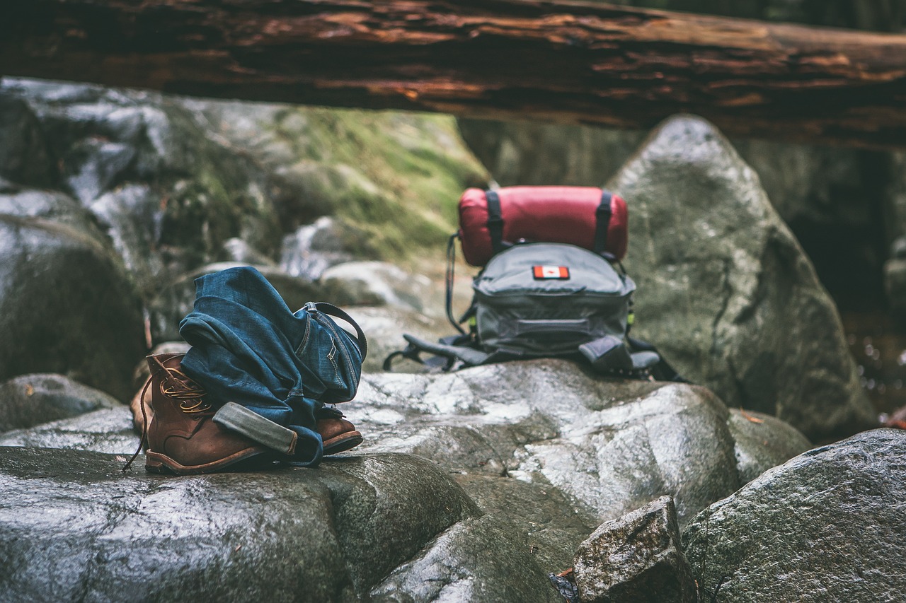 backpack, boots, rocks, backpacking, hiking, mountaineering, environment, recreation, rock, stones, nature, travel, woods, outdoors, hike, trek